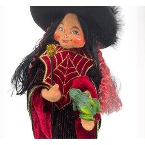 Annalee Halloween Witch Doll 2006 Magical Frog Wand Boots Fancy Witchcor…